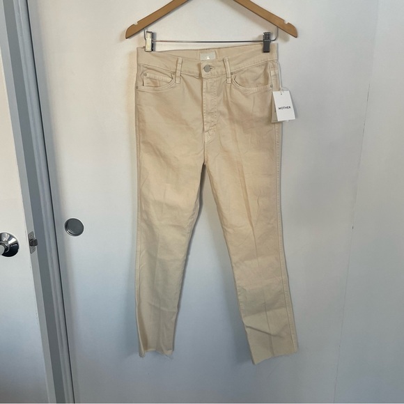 MOTHER Cream Straight Leg Jeans Ankle Length - Picture 3 of 8